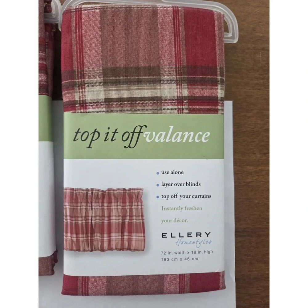 Set Of Top It Off Plaid Pouf Valances Two Classic Preppy Country Charm Farm